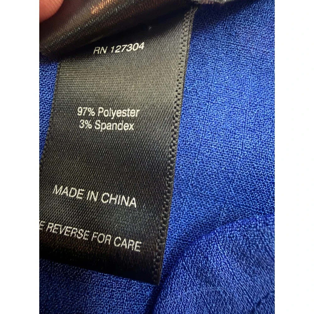 Ali Miles Blouse Womens XL Blue Polyester Solid Mandarin Collar Toggle Tunic Top